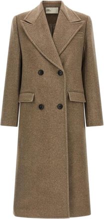 Tory Burch Dubbele Rij Woljas - Dames - Mantel - Beige - XS - Wol - Jassen