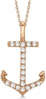 Allurez Anchor Diamond Pendant Necklace 14K Rose Gold (0.10ct)