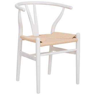 Wanderlust Deco Silla De Madera Y Asiento De Cuerda Blanca 50x41x44/77cm