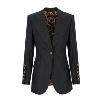 Dolce & Gabbana Turlington Single-Breasted Jacket - Jackets - Mujer - Gris - M