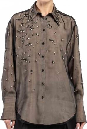 Mant&ugrave; Long Sleeve Gem Embellished Shirt In Brown/black