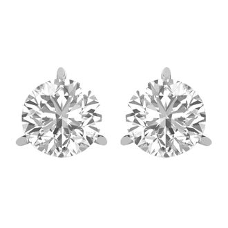 Diamond2Deal 14K White Gold 4 Ct Round Lab Grown Diamond Solitaire Stud Earrings Color- E-F, Clarity- VS1