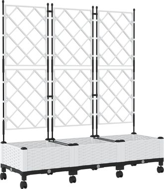 vidaXL Jardinera Con Enrejado Y Ruedas 3 Uds. Blanco Pp Vidaxl