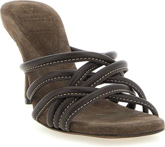 Brunello Cucinelli Womens Leather Strappy Stiletto Brown