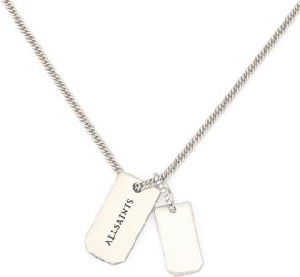 AllSaints Dog Tag Long Pendant Necklace in Warm Silver at Nordstrom