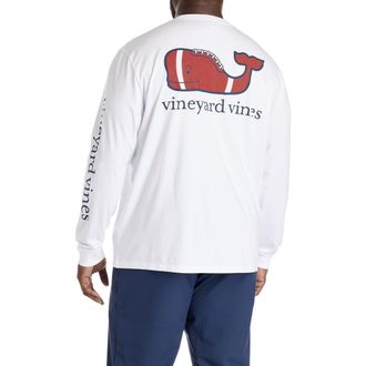 Vineyard Vines Big & Tall Football Long-Sleeve T-Shirt in White at Nordstrom, Size 3X Big