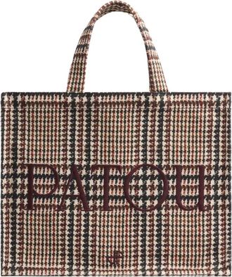 Patou Handbags, female, Brown, ONE SIZE, Medium Tote Bag - Prince of Wales