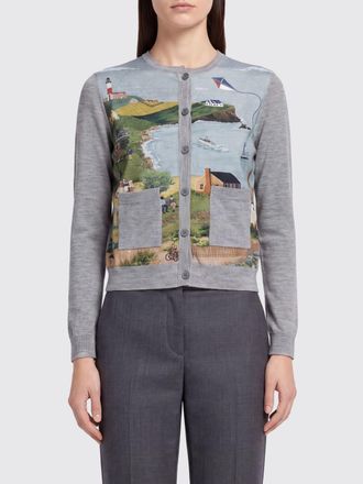 Thom Browne Slim Fit Cardigan in Cashmere and Silk with Graphic Print