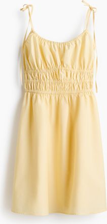 H&M Baumwollkleid mit Bindetr&auml;gern - Hellgelb