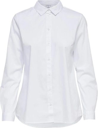 Jacqueline de Yong Poplin Shirt Lange Mouw Shirt - Dames - Overhemden - Wit - S - Katoen - Overhemden