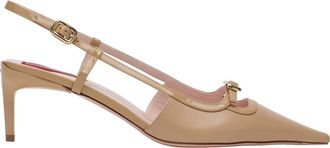 Roger Vivier Schoenen, Dames, Beige, 38 1/2 EU, Stijlvolle Slingback Platte Schoenen