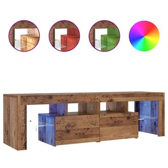 Berkfield Home TV Cabinet with LED Lights Old Wood 140x36.5x40 cm Engineered Wood in Brown