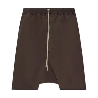 Rick Owens Long Shorts, male, Brown, Size: XL Drawstring Pods Shorts