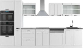 Vicco Mueble De Cocina R-line, Casa De Campo Blanca/blanca, 350 Cm Con Armario Alto, Et Antracita