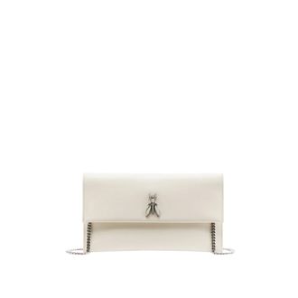 Patrizia Pepe Fly Leather Clutch with Chain - female - Patrizia Pepe - Clutches - White - ONE SIZE - Bags