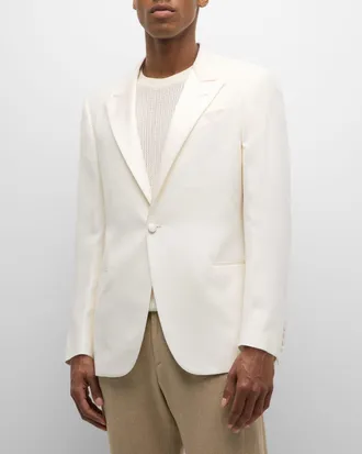 Emporio Armani Mens Textured Solid Dinner Jacket