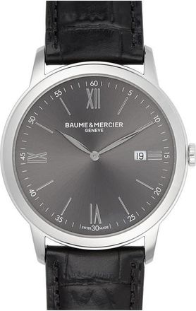Baume & Mercier Classima Leather Strap Watch, 42mm in Black at Nordstrom