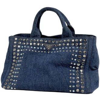 Prada Canapa Blue Denim Tote Bag (Pre-Owned)