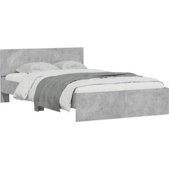 vidaXL Bed Frame with Headboard and LED Concrete Grey 120x200 cm vidaXL