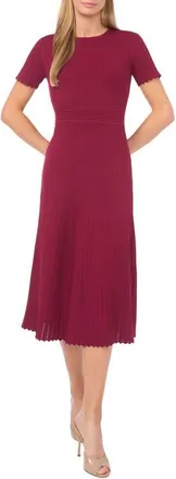 Ted Baker Pointelle Short Sleeve Midi Dress in Burgundy Wine at Nordstrom, Size X-Large