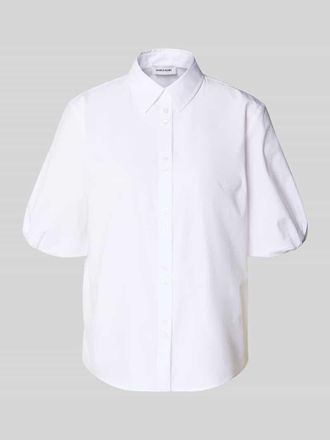 More & More More & More Regular Fit Kurzarmbluse mit Puff&auml;rmeln in Weiss, Gr&ouml;&szlig;e 34