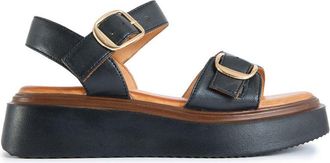 Sole Womens Ldn Bodie Flatform Sandals - Black Leather - Size UK 6.5
