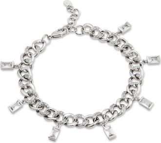 Savvy Cie Jewels Curb Chain Fringe Bracelet in White at Nordstrom Rack
