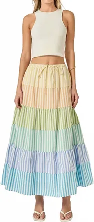 English Factory Pastel Tier Skirt In Multi