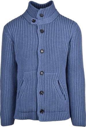 Daniele Fiesoli Truien & Vesten, Heren, Blauw, 2Xl, Wol, Gebreid vest met ribbelstructuur