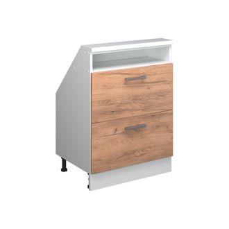 Vicco Armario De Cocina Para Techo Inclinado R-line, Oro Potencia Roble/blanco, 60 Cm Con 2 Cajones, Vicco