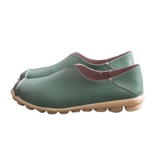 Generic Casual Shoes for Women Slip-On Smooth Loafers Shoes Leather Work Shoe Lightweight Solid Color Sports Shoe Breathable Low Top Trainers Casual Work Offi