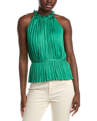 Maje Pleated Satin Top