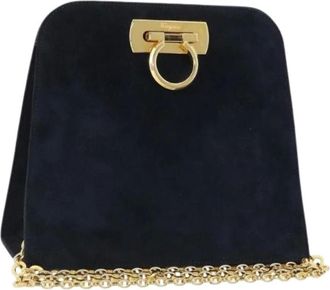 Ferragamo Pre-owned Cross Body Bags, female, Blue, Size: ONE SIZE Pre-owned Suede Shoulder Bag