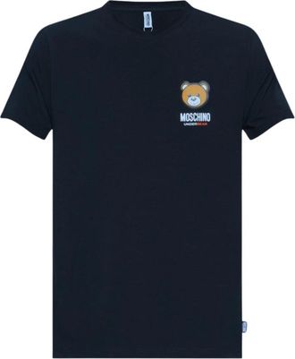 Moschino Stretch Jersey Katoenen T-Shirt - Heren - T-shirts - Blauw - M - Katoen - Tops