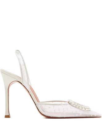 Amina Muaddi Camelia Sling 90 polka-dot crystal-embellished pumps - women - Fabric/Lambskin/Lambskin/Fabric/Kid Leather/PVC/CALFSKIN/Thermoplasti