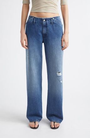 Paloma Wool Lonati Ripped Cotton Straight Leg Jeans in Denim at Nordstrom, Size 42