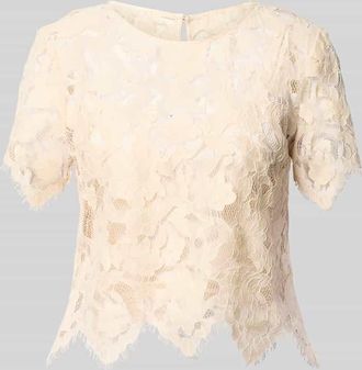 Vera Mont Blusenshirt aus Spitze mit Rundhalsausschnitt in Hellgelb, Gr&ouml;&szlig;e 34