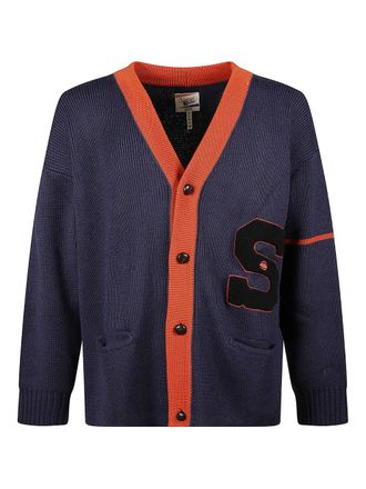 Champion buttoned letter-detail cardigan - Blue