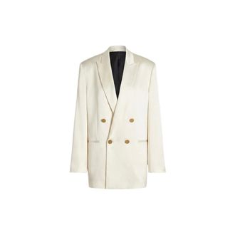Alberta Ferretti Double-breasted Satin Blazer - female - Alberta Ferretti - Blazers - Beige - XS - Jackets