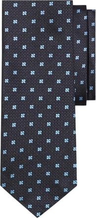 Brooks Brothers Micro Floral Zijden Stropdas - Heren - Accessoires - Blauw - Maat: ONE Size Zijde