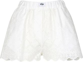 Msgm Short Shorts - Dames - Bermuda - Wit - L - Katoen - Korte Broeken