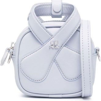 Courr&egrave;ges mini Loop shoulder bag - women - Calf Leather/Cotton - One Size - Purple