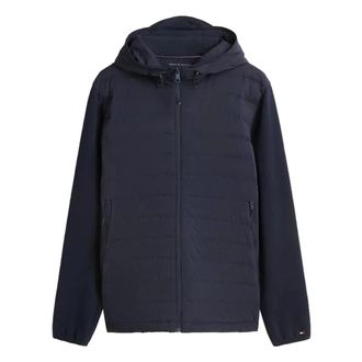 Tommy Hilfiger Performance Mix Media Jacket - Heren - Winterjassen - Blauw - L - Katoen - Jassen