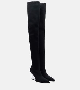Balmain Knitted wedge over-the-knee boots