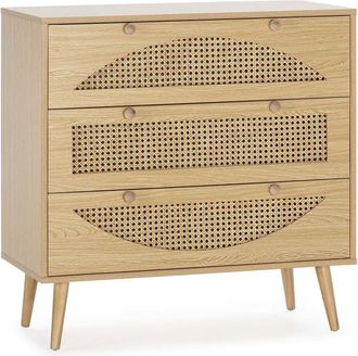 HOMN Cómoda de noche 3 cajones color roble