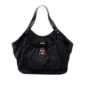 Fendi Pre-owned Canvas Tote Bag - Dames - Pre-owned - Zwart - Maat: ONE Size Leer