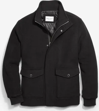 Cole Haan Mens Stand Collar Bomber Jacket - Black Size Medium