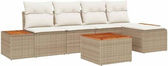 vidaXL Vidaxl - Conjunto De Sof&aacute; De Jard&iacute;n 6 Pcs Beige Y Crema 184 X 62 X 85 Cm
