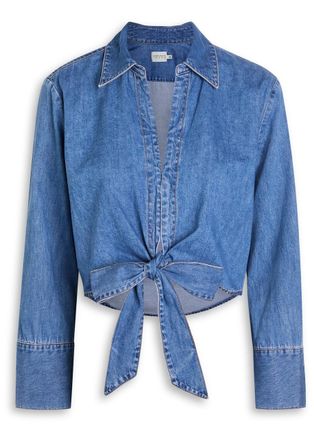 Alice & Olivia Hannon Chambray Denim Shirt - Blue - S (UK8-10 / S)