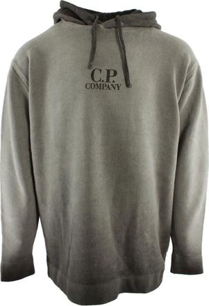C.P. Company Hoodies, male, Gray, Size: 2XL Chenille Cotton Hooded Knit